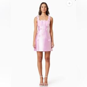 elliatt elder pink embellished floral square neck mini dress size large NEW